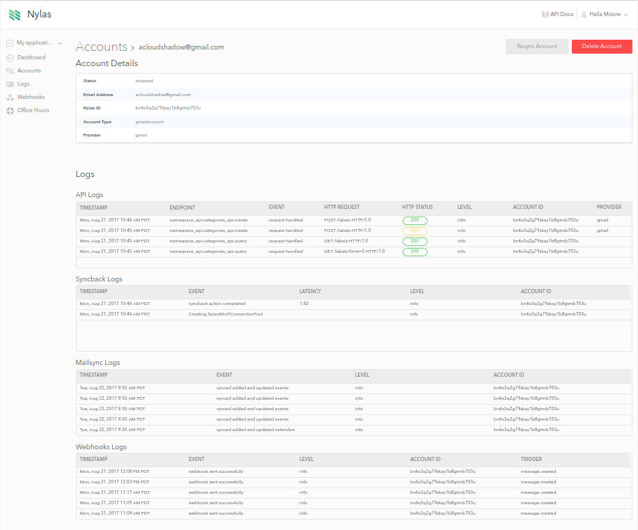 Nylas Dashboard Account Details.png