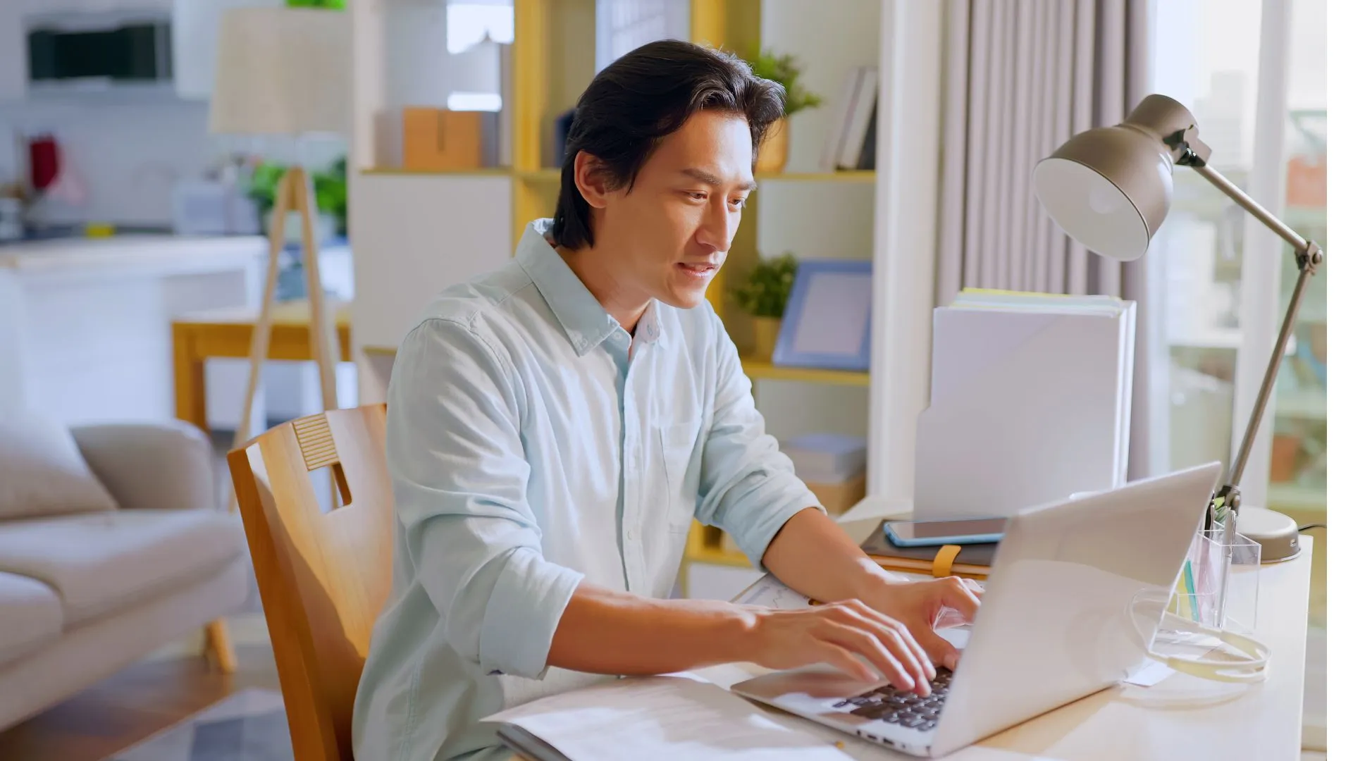 Team member working from home at a desk