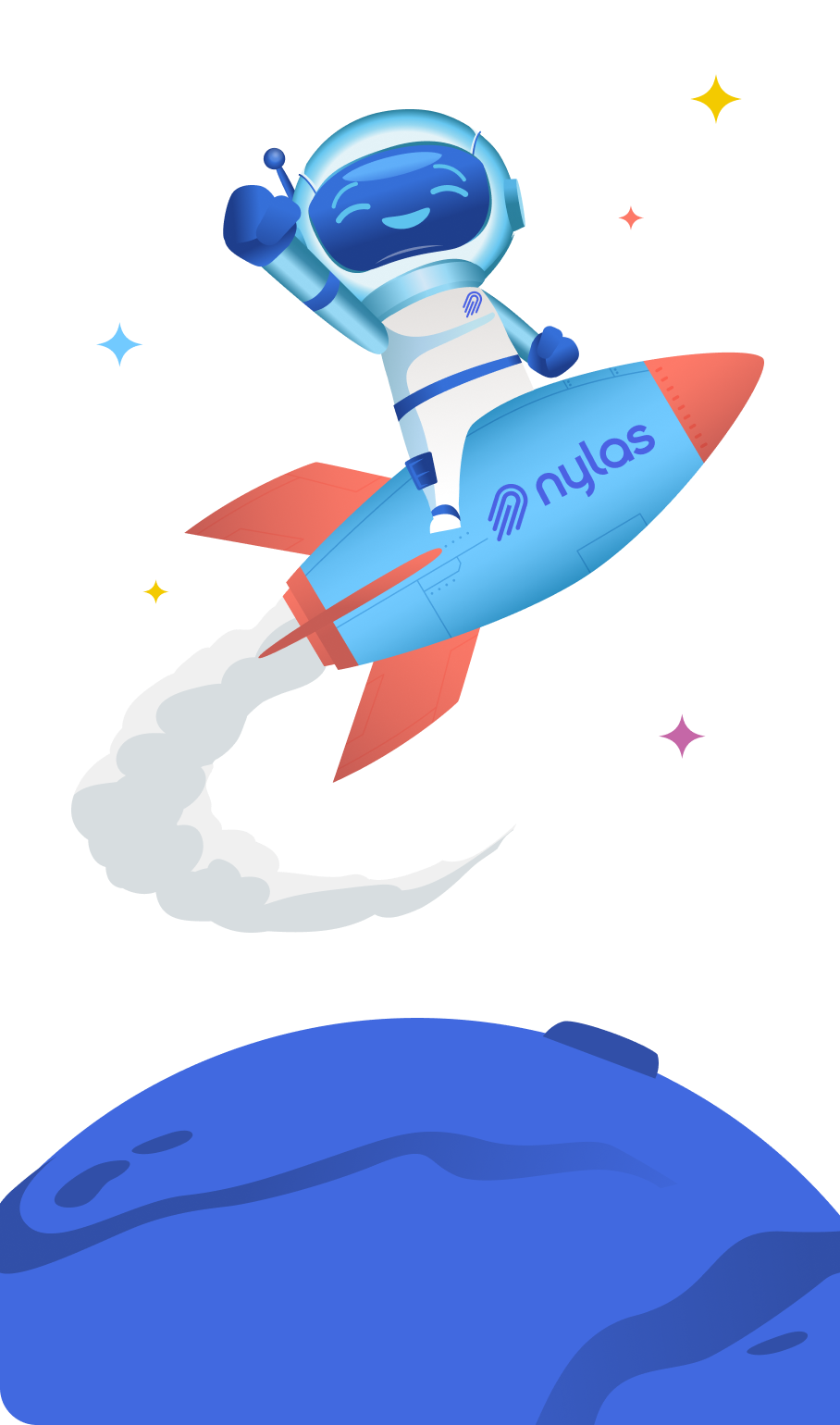 Nyla riding a rocket