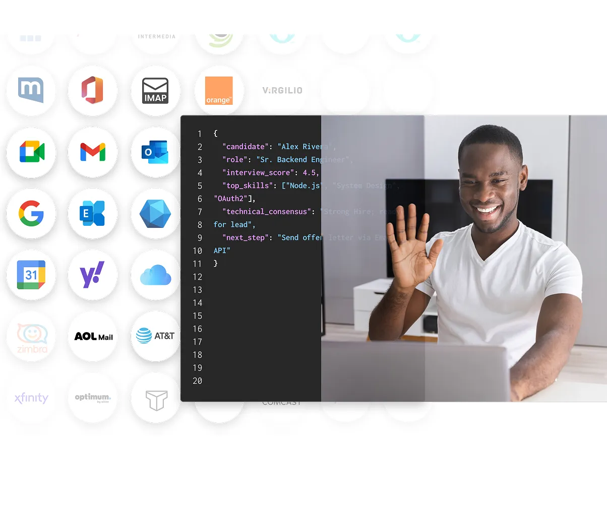 Recruiting platform coordinating candidate communications, interview scheduling, and meeting intelligence